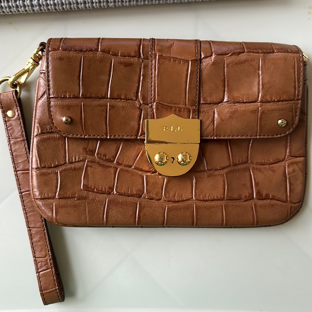 Ralph Lauren leather wristlet croc embossed
